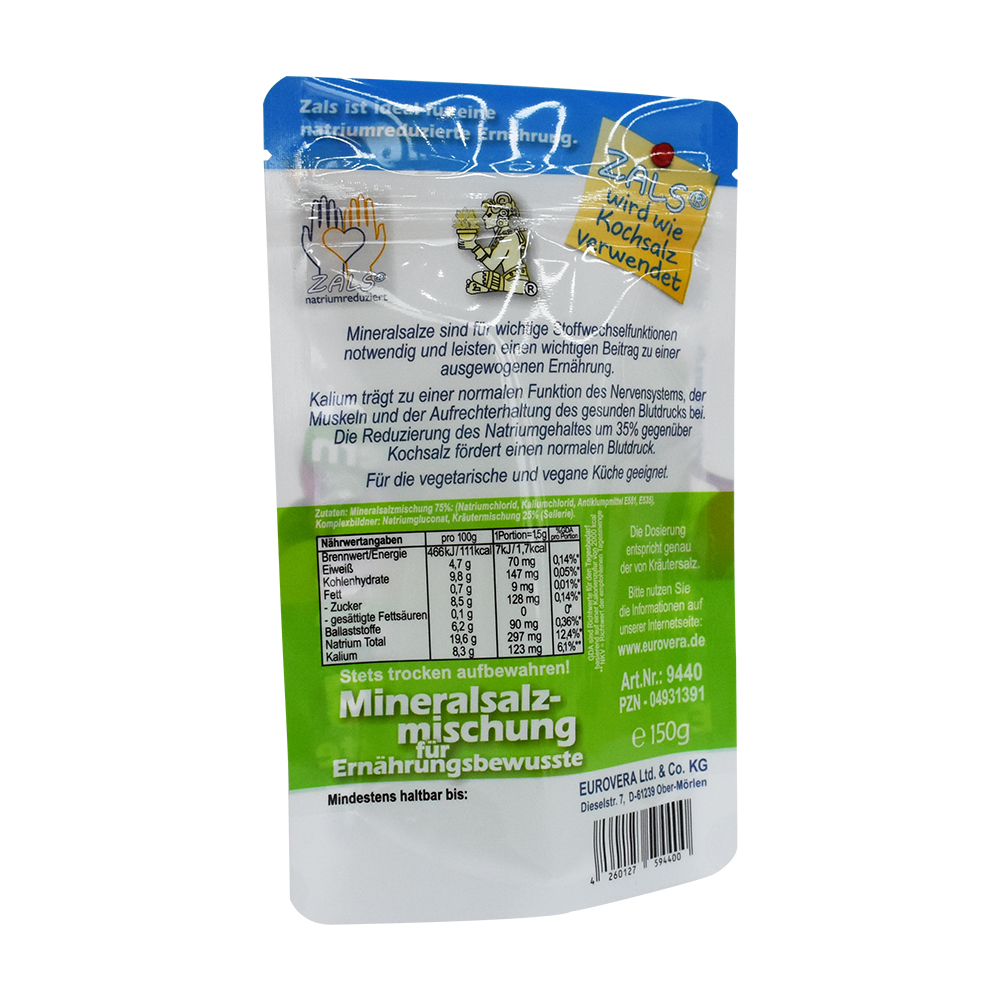 Bolsa de embalaje de azúcar blanco orgánico vegano de pie 100% reciclable