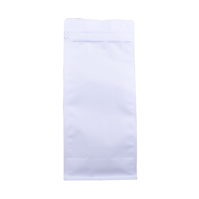 100PCS 1kg Bolsas de café blancas de fondo plano con cremallera frontal