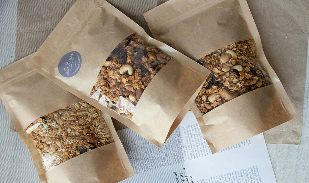 Bolsas para granola con zipper y material de alta barrera