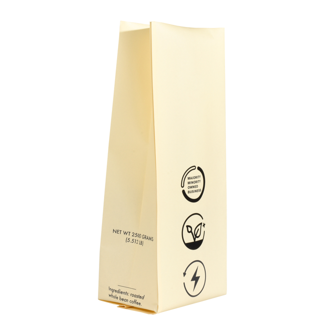 Bolsas de café con escudete lateral reciclables a base de plantas con ventana