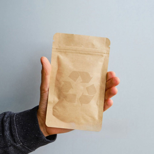 Bolsa De Papel Reciclado Marrón Impermeable De Calidad Alimentaria Con Cierre De Cremallera Y Base Plana