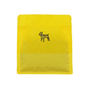Bolsa de café con fuelle de fondo plano reciclable con impresión en color amarillo con cremallera que se puede volver a sellar