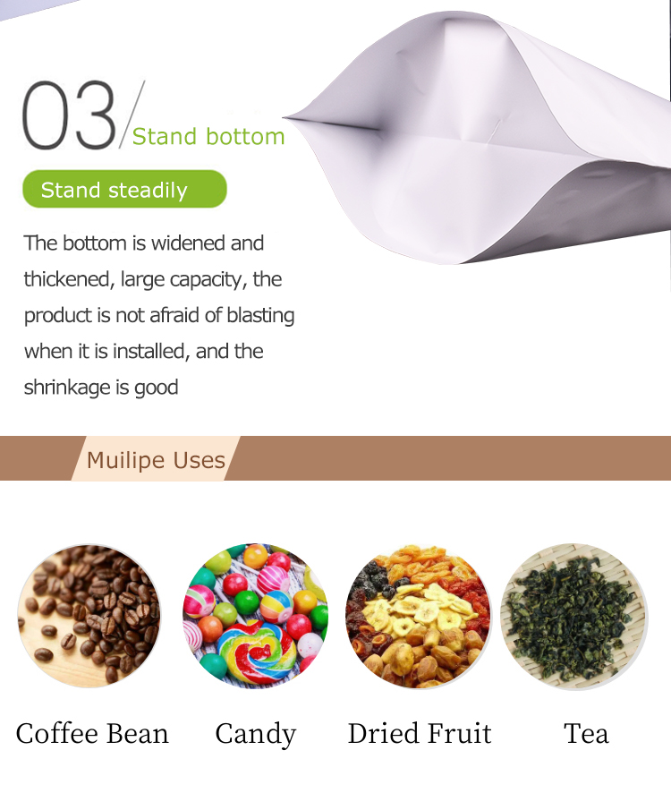 100 bolsas de pie para caf&eacute;, color blanco mate, de 8.0 fl oz.