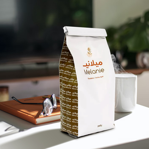 Bolsas de café con ventana de amarre de estaño con fuelle lateral reciclado posconsumo personalizado