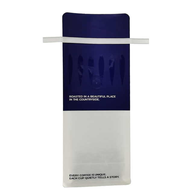 Bolsas de café de lazo blanco mate de la parte inferior del bloque de la categoría alimenticia de Eco Friendly