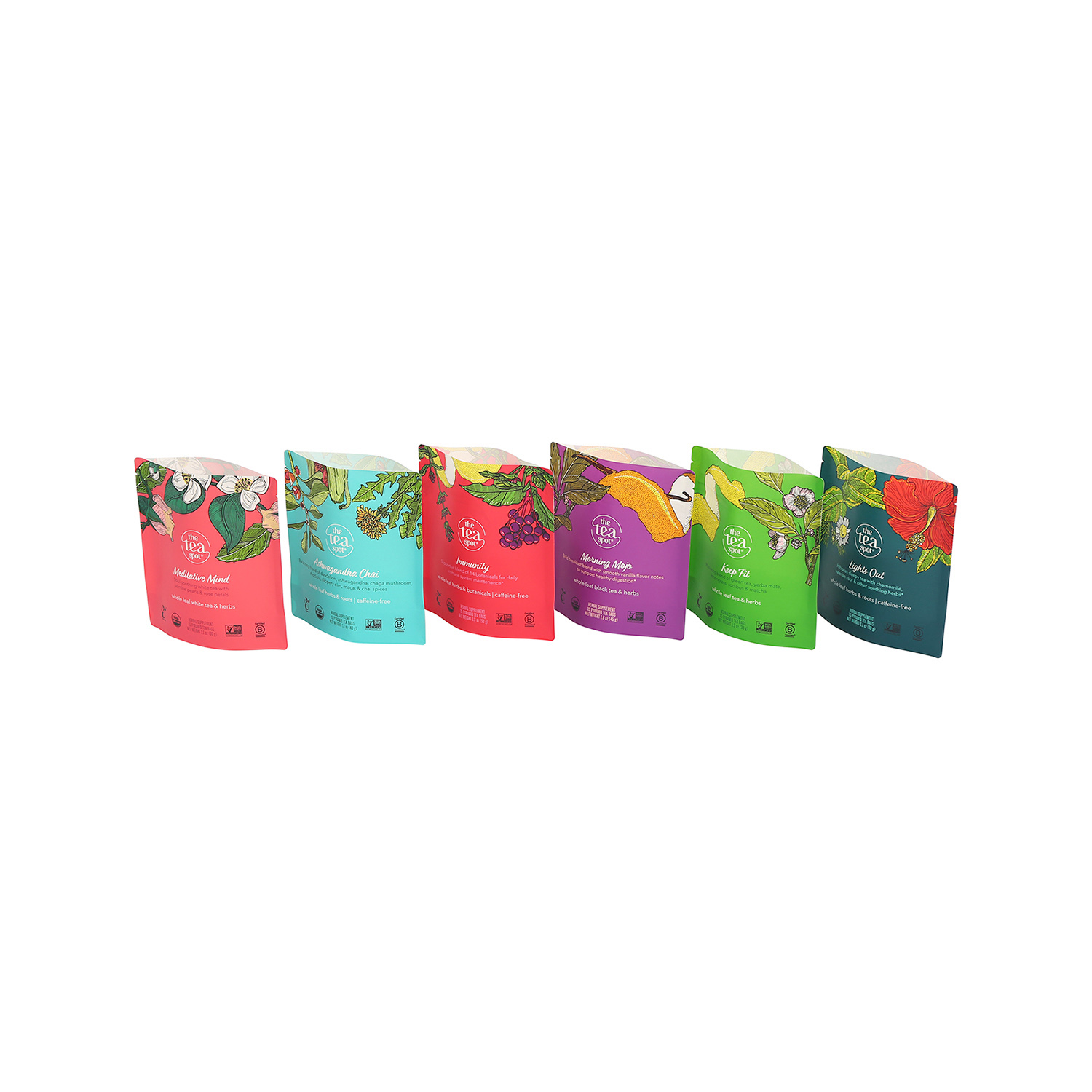 Bolsas de té de pie compostables con impresión digital