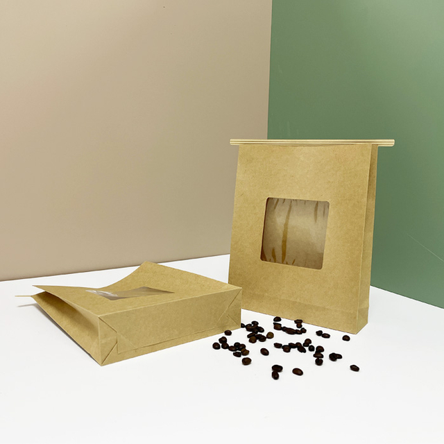 Bolsa De Papel SOS Marrón De Grado Alimenticio Personalizada Con Ventana Para Totopos