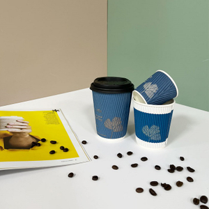 Vasos Compostables Con Tapa Y Diseño Personalizado De Pared Ondulada De 113 Ml Y 226 Ml Para Café Para Llevar