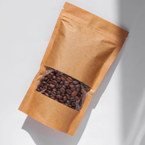 Bolsa De Café A Granel Estándar Bolsa De Pie Kraft Con Ventana Al Por Mayor