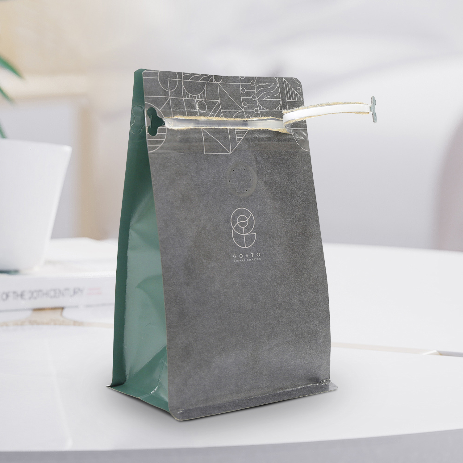 Bolsas de embalaje biodegradables Ziplock resellables Bolsas de café biodegradables de fondo cuadrado