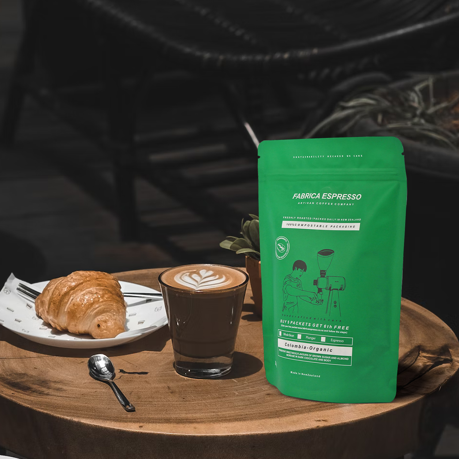 Bolsa de café orgánica personalizada con cremallera