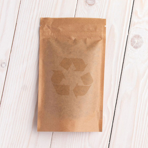 Bolsa De Papel Reciclado Marrón Impermeable De Calidad Alimentaria Con Cierre De Cremallera Y Base Plana