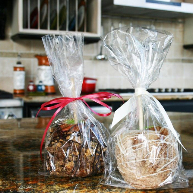 Bolsas de galletas de plástico biodegradables transparentes pequeñas con sellado térmico y lazo giratorio