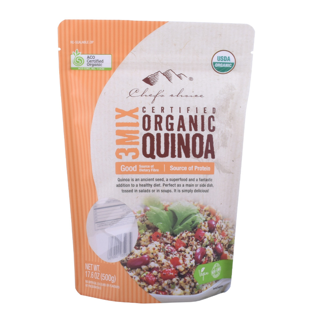 Bolsas de pie ecológicas para comida vegana