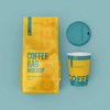 Empaque amarillo café brillante con fondo y fuelle lateral con diseño de impresión de logotipo personalizado