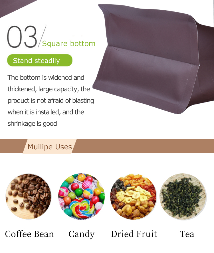 100 Uds., 250g, papel de aluminio marr&oacute;n, bolsas inferiores Blcok para caf&eacute; y t&eacute;