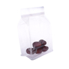 Bolsa de empaquetado de café de fondo plano translúcido transparente compostable de grado alimenticio con cremallera