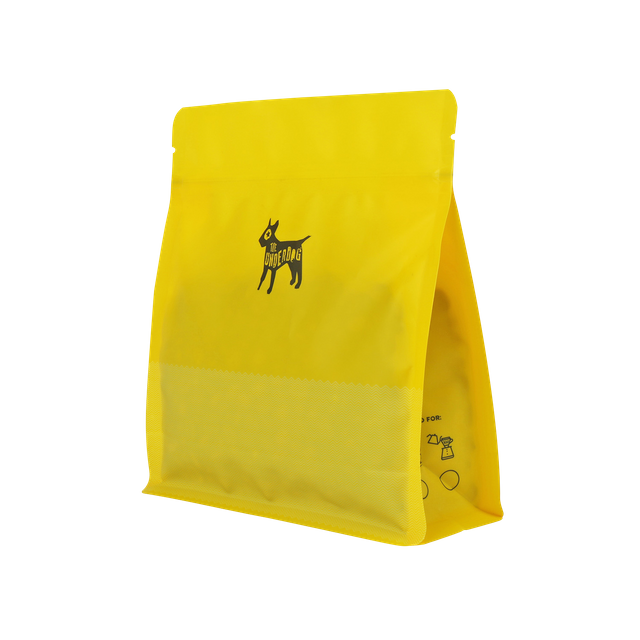 Bolsa de café de fondo plano reciclable de base 100% biológica