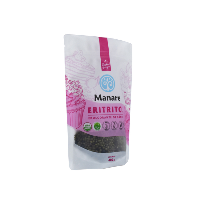 Bolsa de edulcorante orgánico de embalaje de pie reciclable de tamaño personalizado