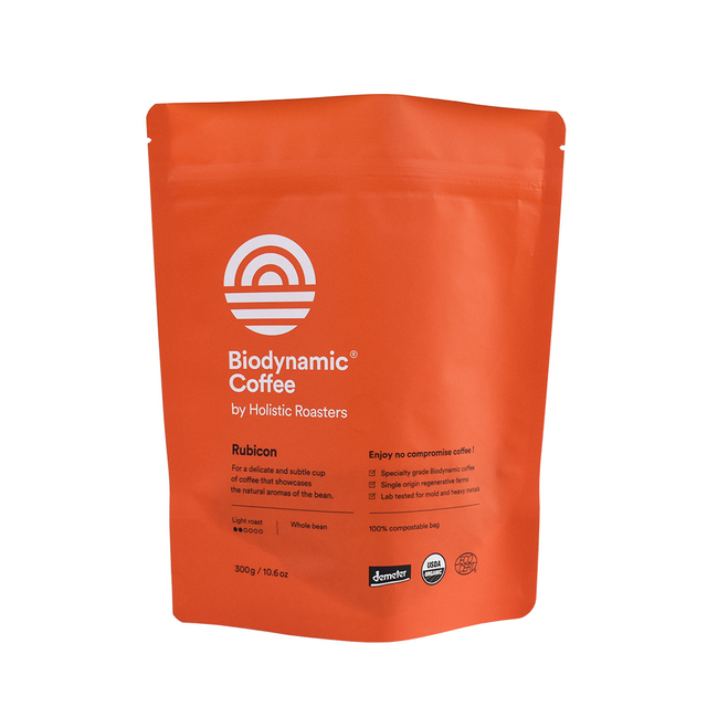 Low MOQ Digital Printing 100 Compostable Stand Up Coffee Bags