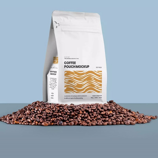 Amarillo Con Fondo De Caja De Diseño Minimalista, Bolsos De Café De 5 Libras Para Cafeterías