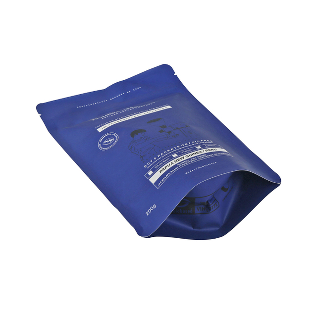 Bolsa de abono en grano de café vegano biocompostable con cierres