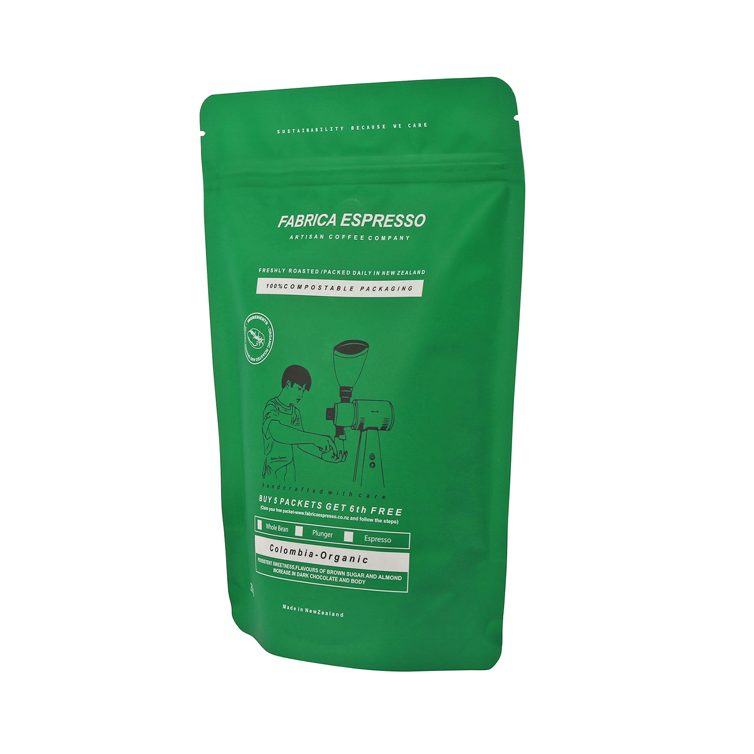Envasado de alimentos veganos orgánicos compostables biodegradables bolsa de pie para café