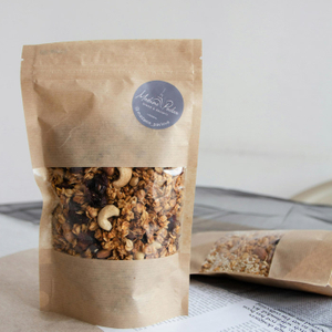 Bolsas De Pie Kraft Compostables Ziplock Certificadas Por La FDA Para Granola Sin Gluten